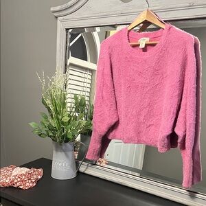 Jessica Simpson Fuzzy Pink Crew Neck Sweater